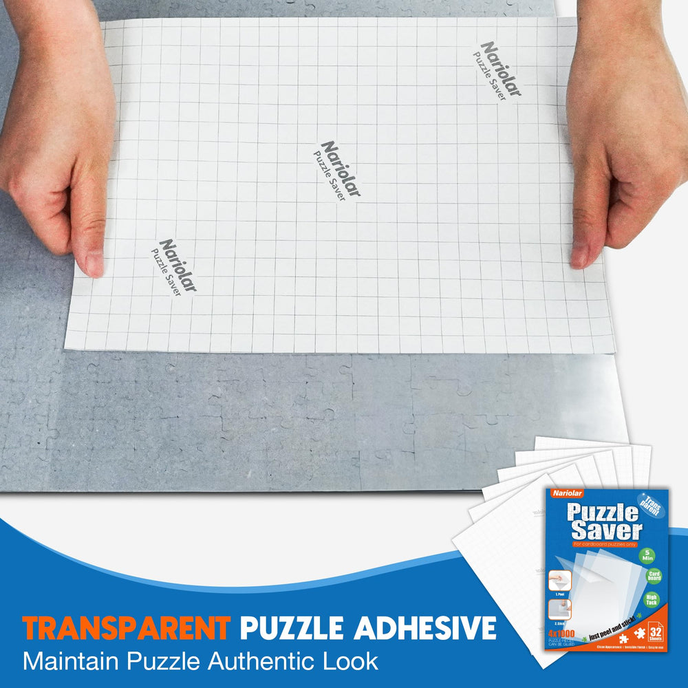 Nariolar puzzle glue sheets front view highlights crystal-clear preservation.