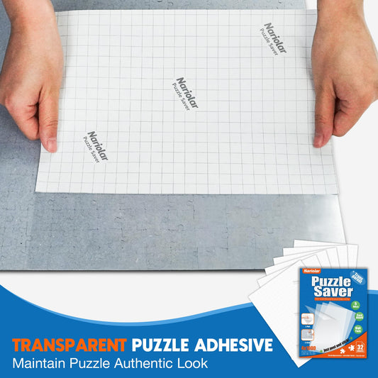 Nariolar puzzle glue sheets front view highlights crystal-clear preservation.