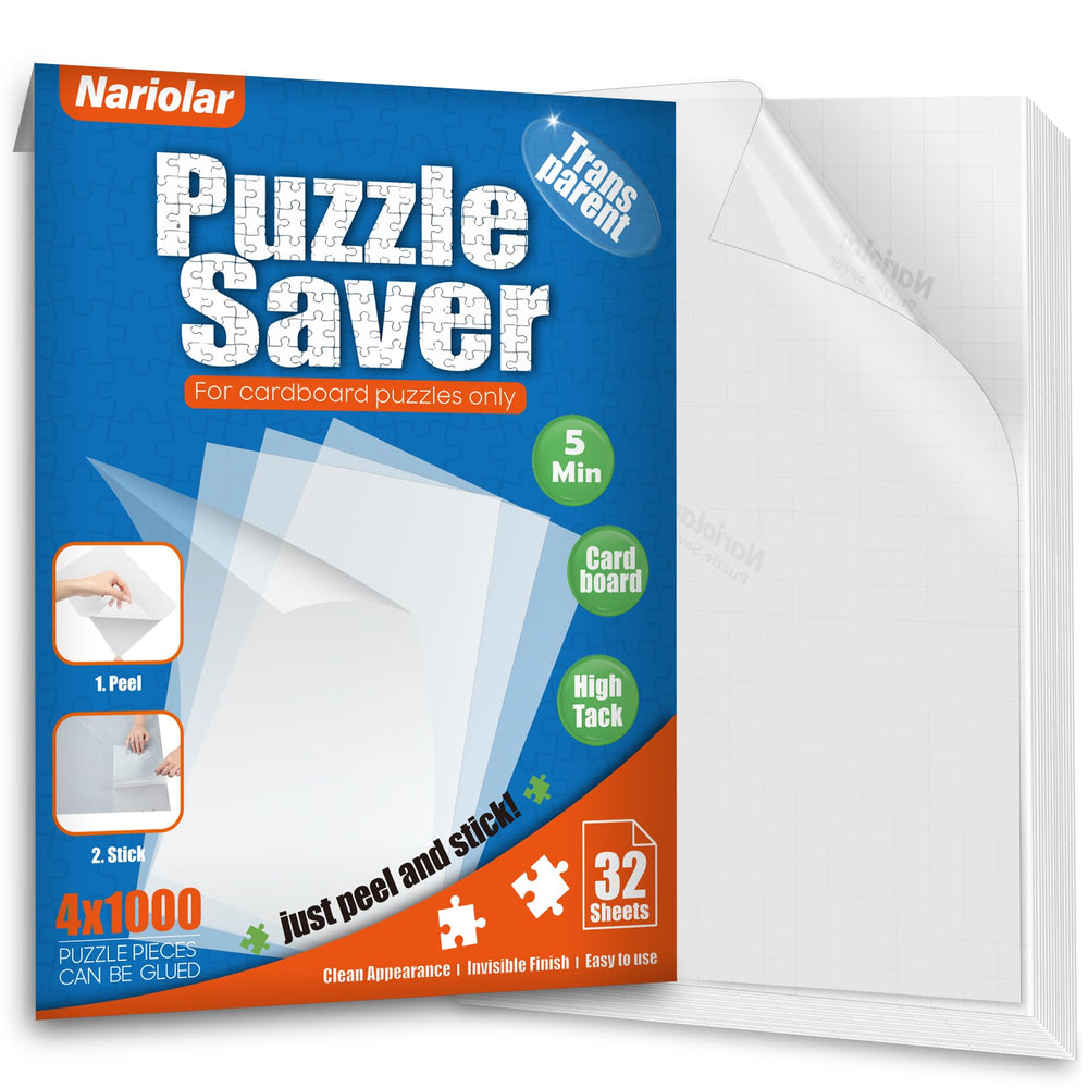 Nariolar Puzzle Glue Sheets packaging showing easy storage and quick setup.