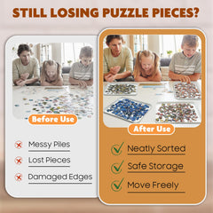 Nariolar puzzle trays serve as a compact desk organizer during puzzling