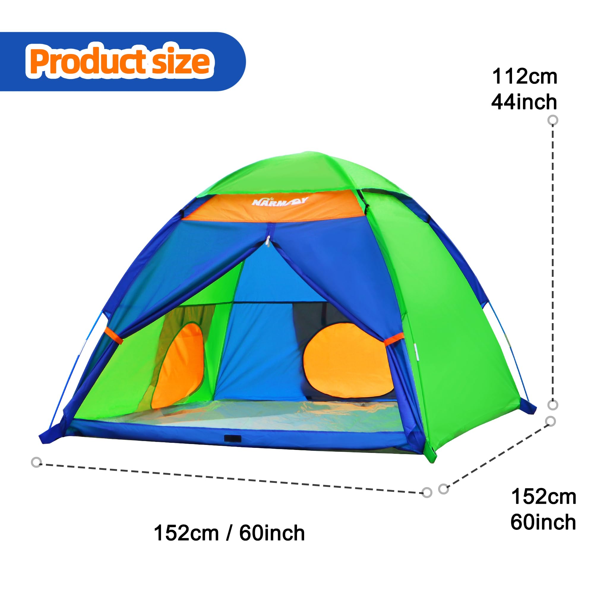 NARMAY Play Tent assembly uses shock-corded poles for quick setup.
