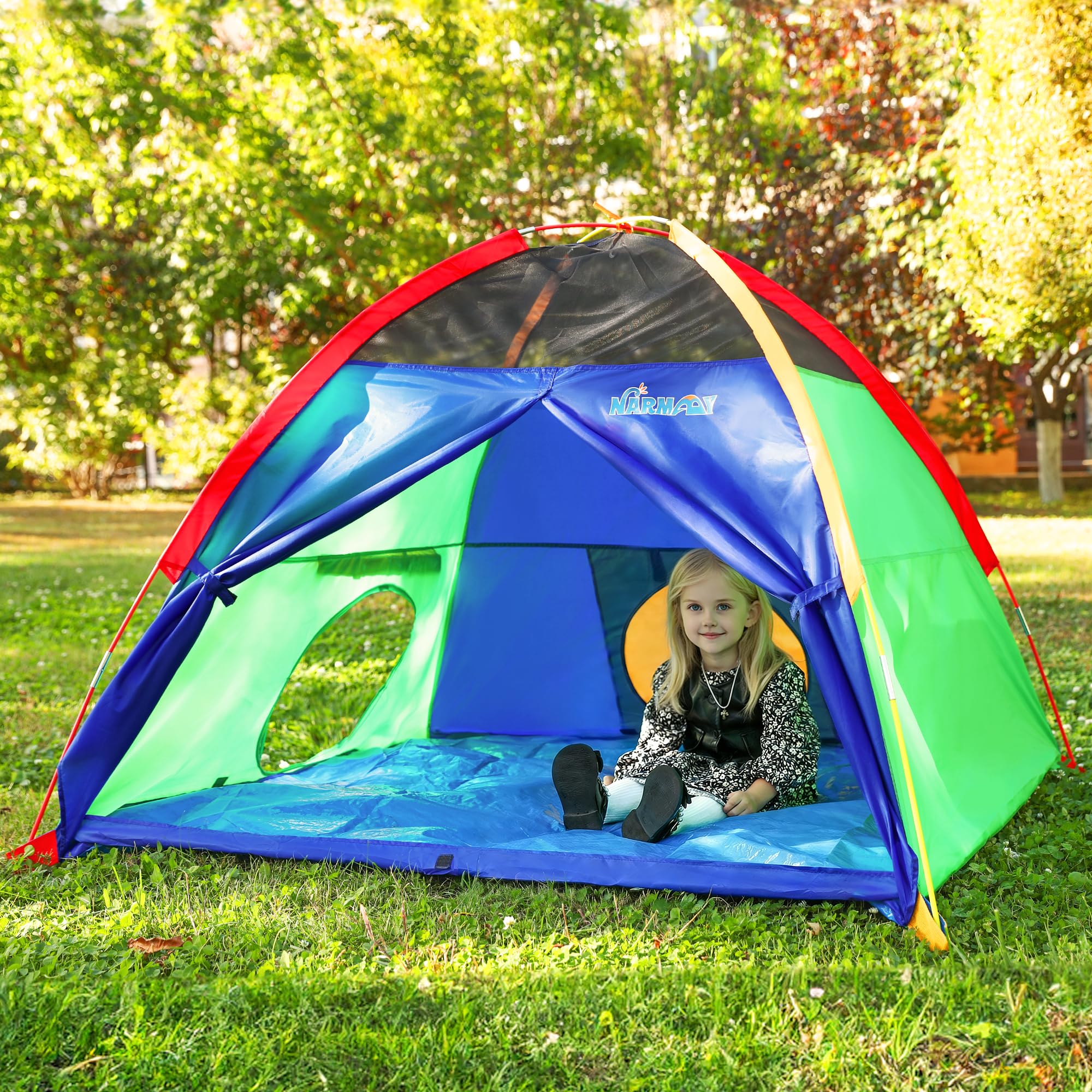 NARMAY Play Tent's top mesh panels provide ventilation for airflow.