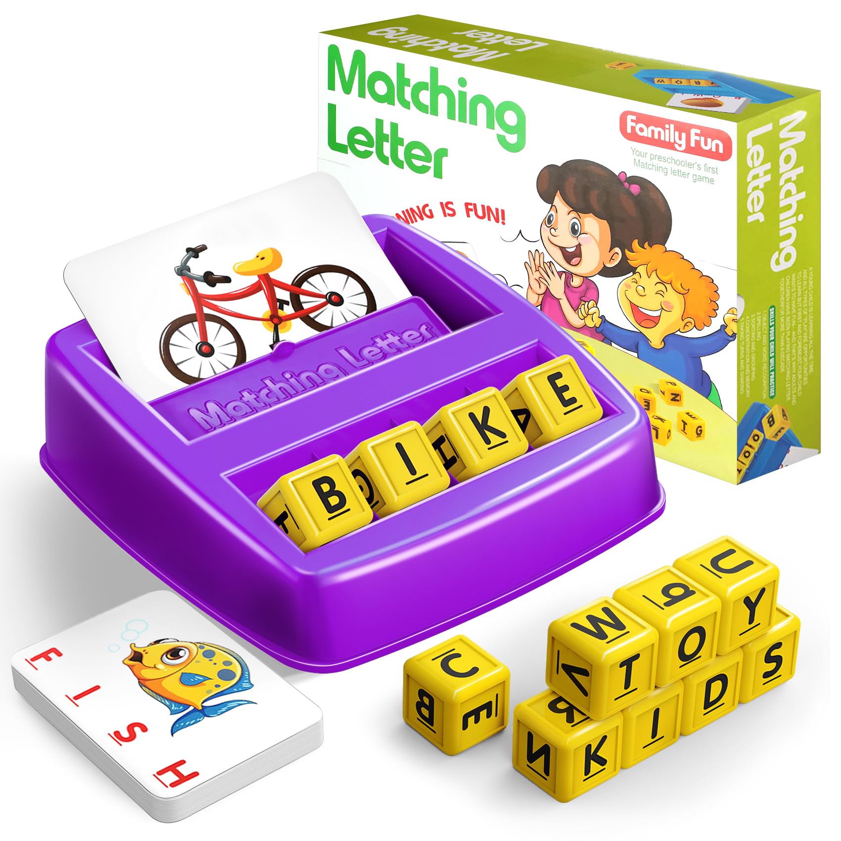 NARRIO matching letter game tray with letters for spelling practice