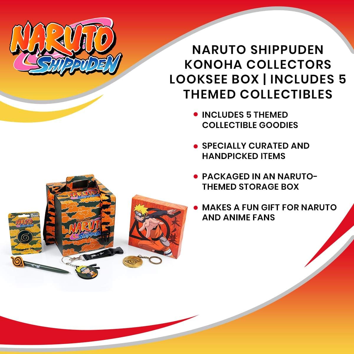 Naruto Konoha Looksee collectible items for display and gifting.