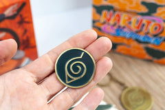 Naruto Konoha Looksee enamel pin accents jackets or bags.