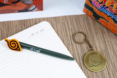 Naruto Konoha Looksee wall art enhances a desk or shelf space.