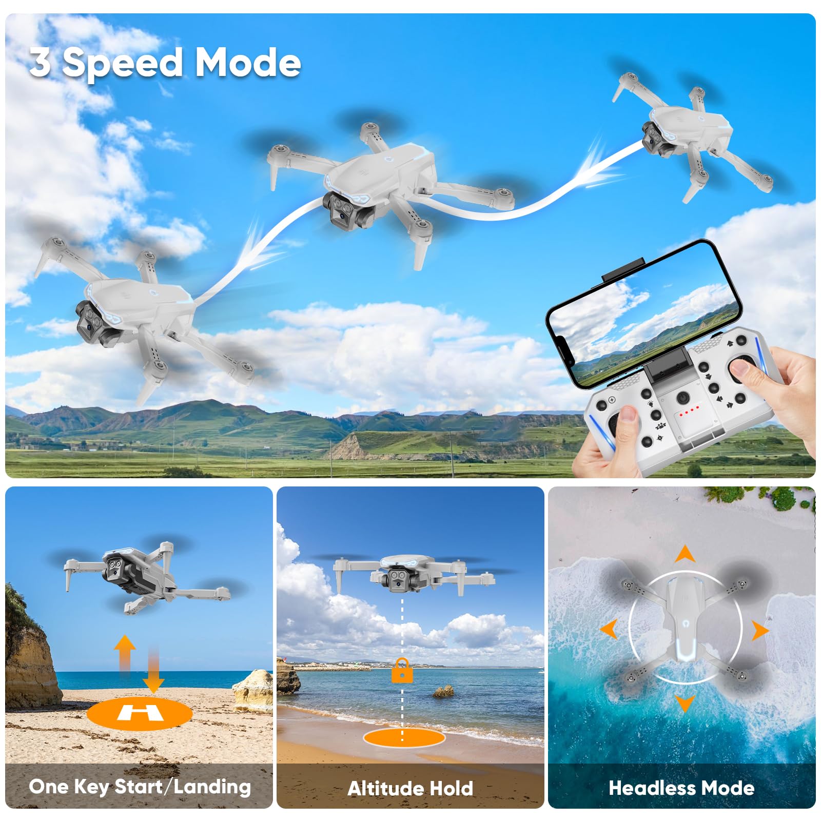 Naseto drone supports 360-degree flips and waypoint flight for dynamic sessions.