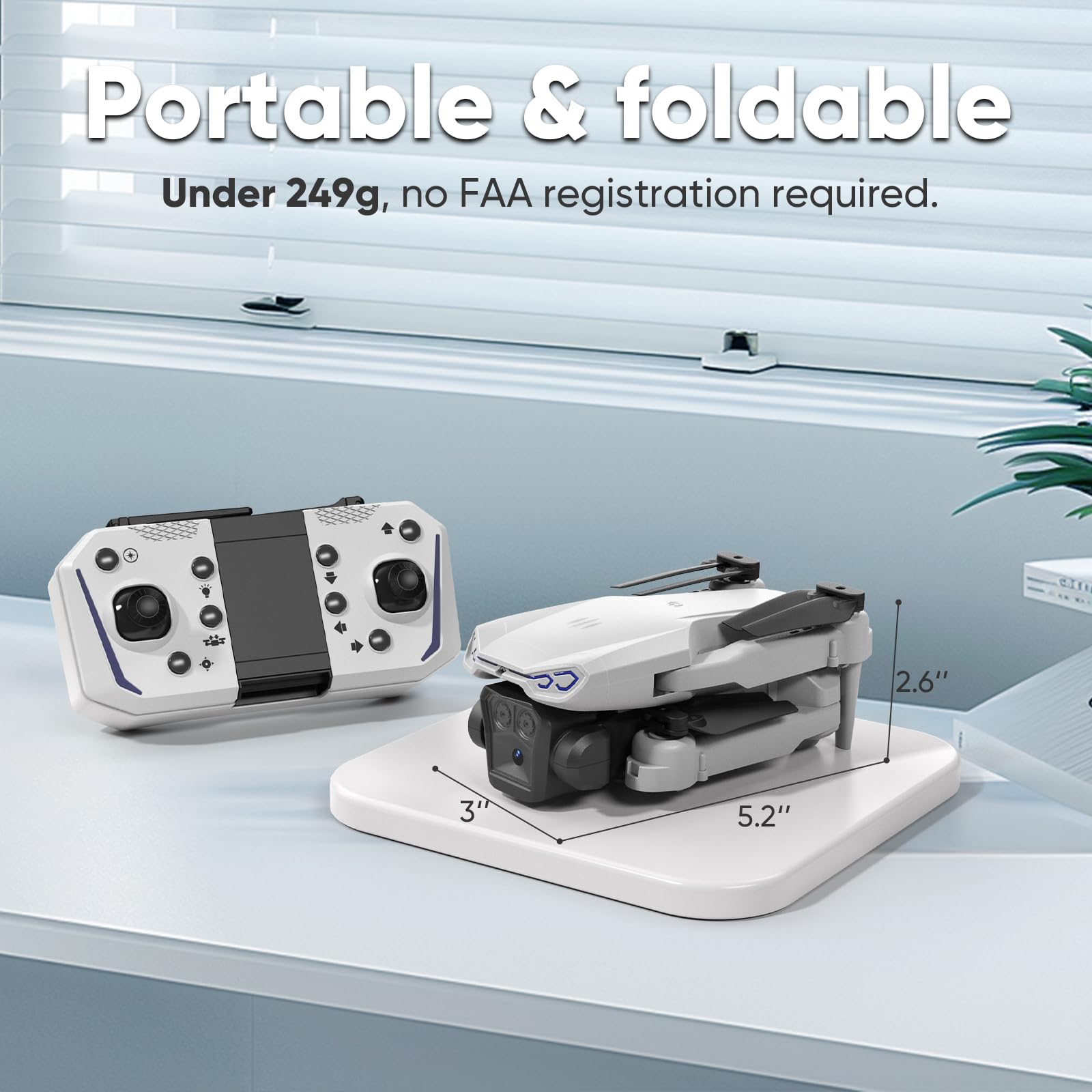 Naseto foldable drone is travel-friendly with two batteries included.