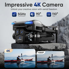Naseto GPS Drone remote with 4.5 inch screen provides real time viewing.