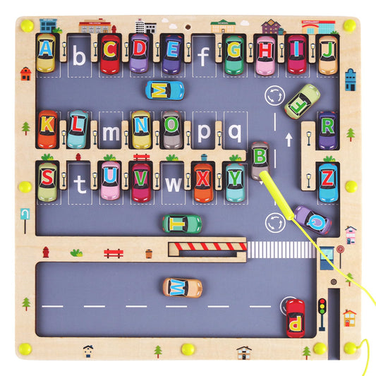 Nashrio Magnetic Alphabet Maze board front view supports focused, interactive play