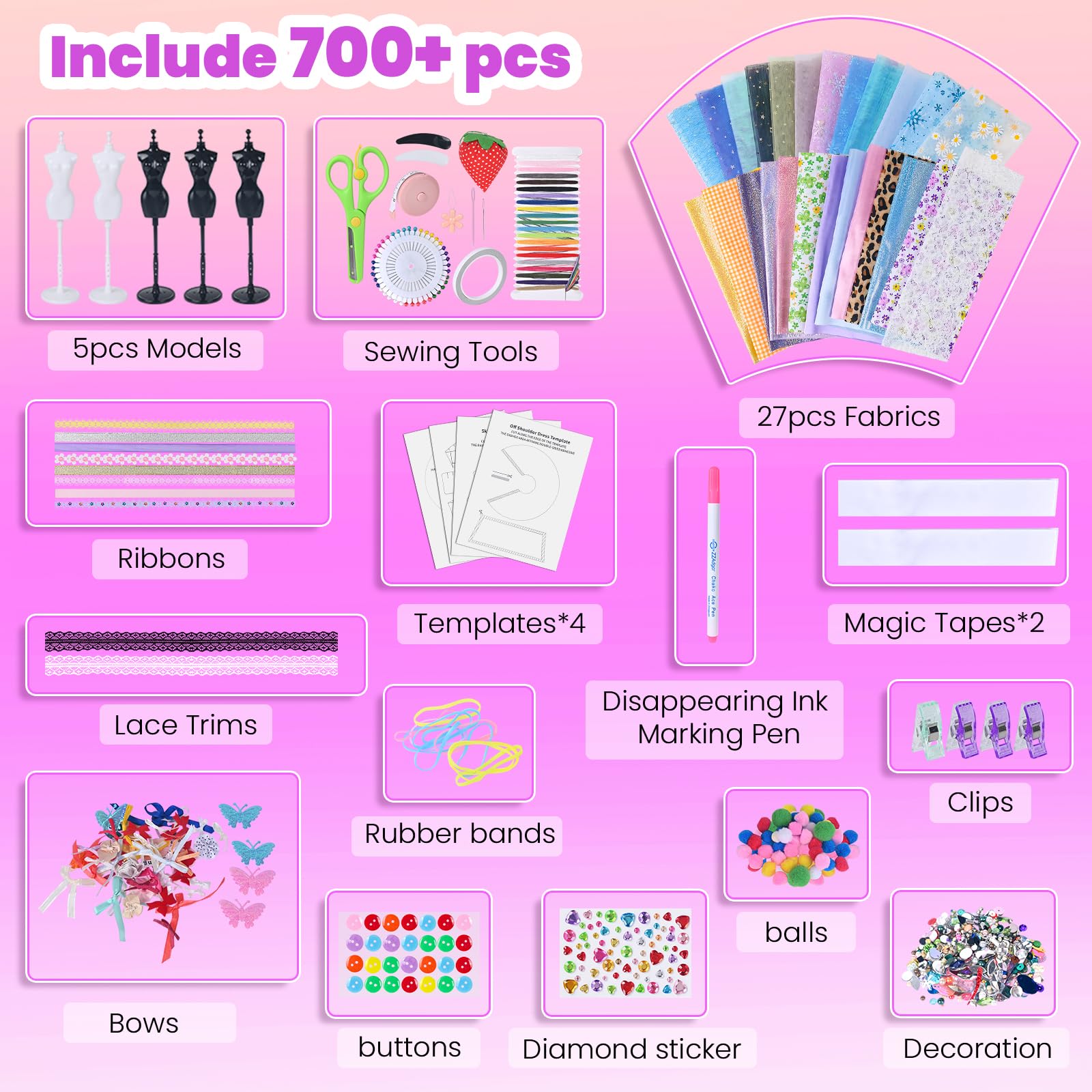 nasominako kit with clothes templates showing dress patterns