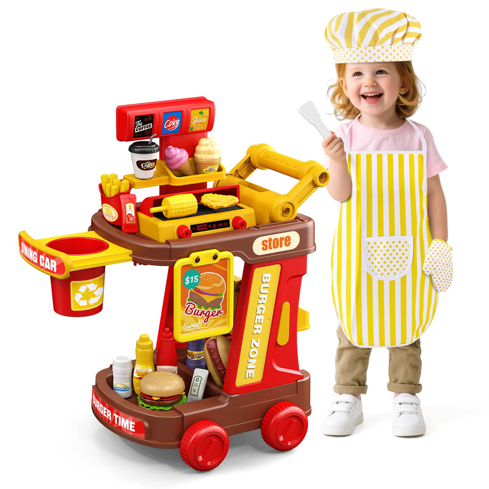 Nasominako kids kitchen cart being assembled with a sturdy, kid-friendly design for safe play