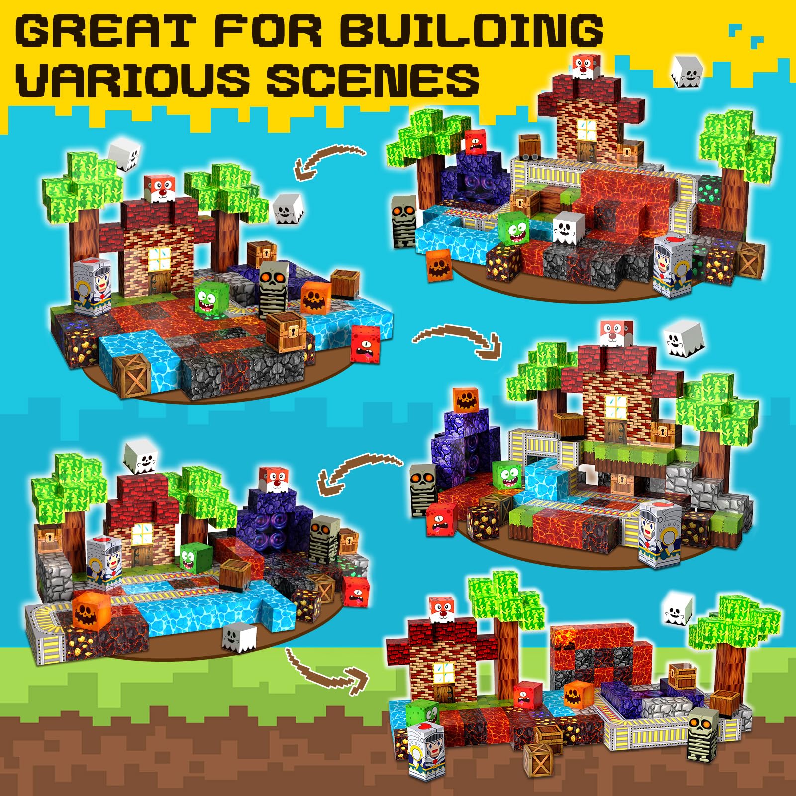 nasominako magnetic blocks stem-building scene promotes concentration and creativity.
