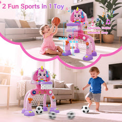 nasominako Unicorn Toddler Hoop lights and music encourage repeated shots and fun