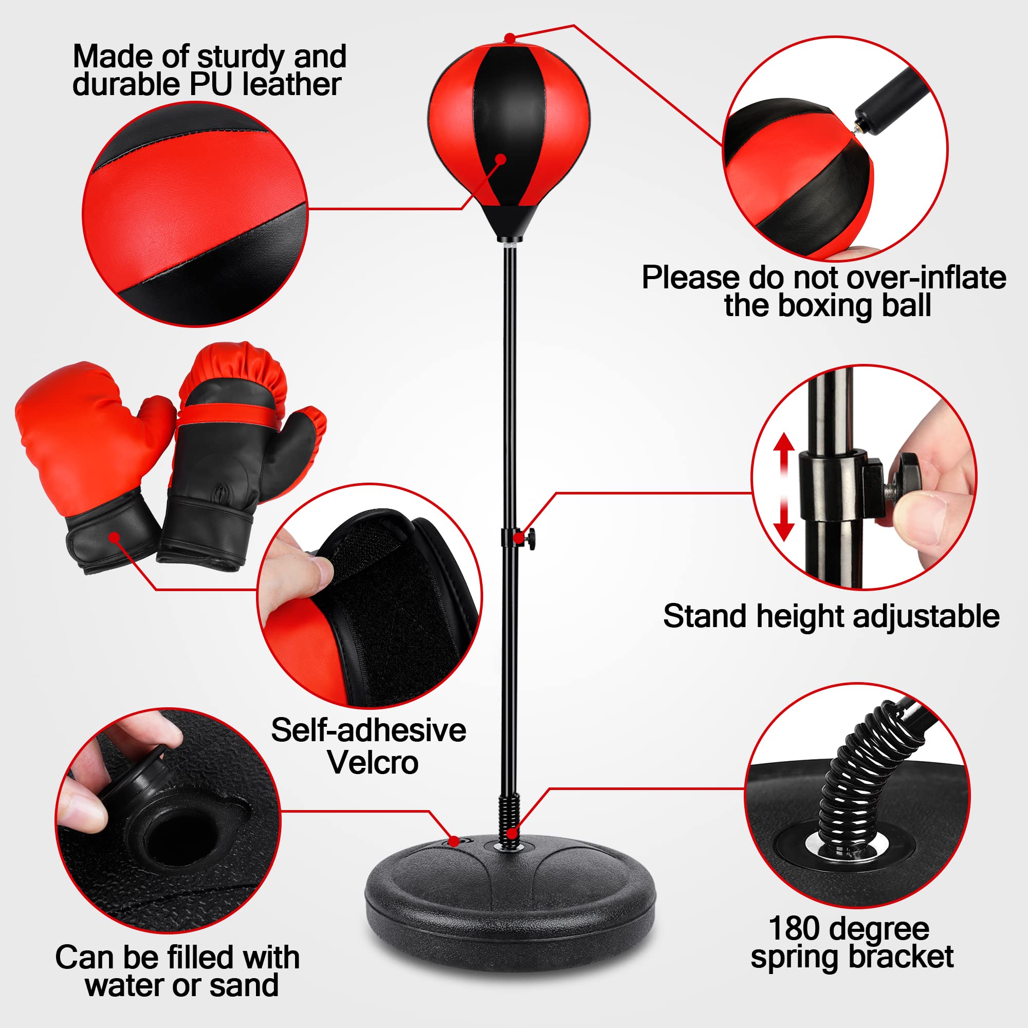 NATGGZ sturdy base and adjustable stand keep the bag stable during play
