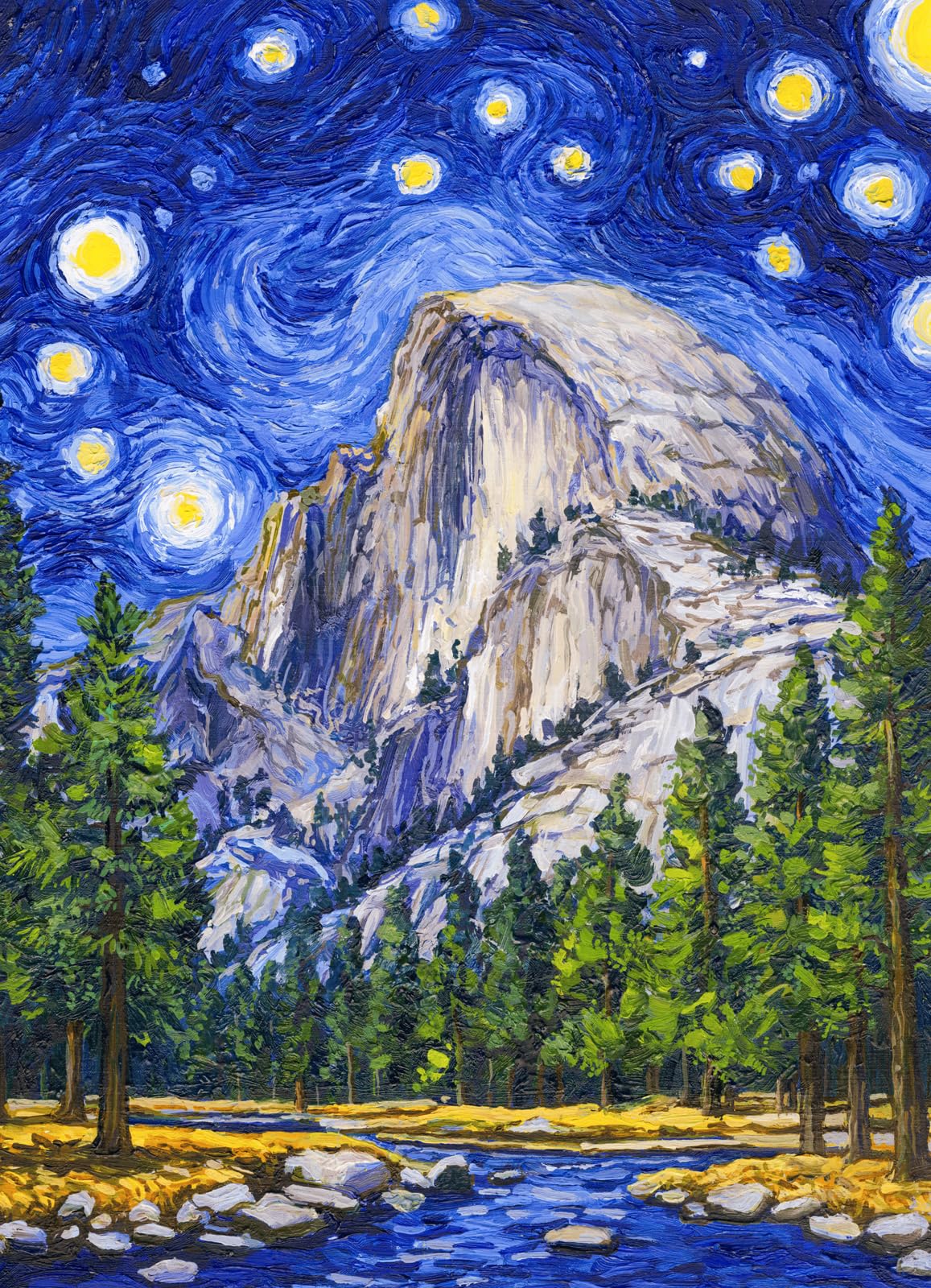 National Parks Collective Yosemite Starry Night puzzle image, striking decor after completion