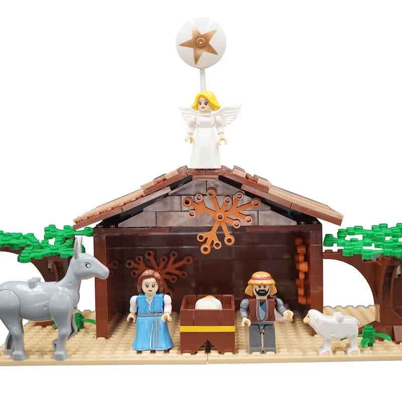 Nativity Bricks Three sheep figures complete the rural nativity