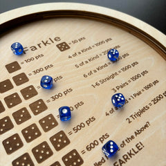 NatldGs Farkle dice tray with colorful dice for engaging game night visuals.