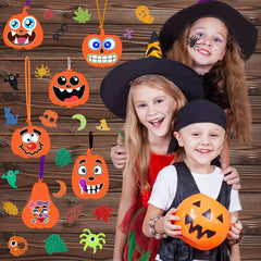 Natonhi child using kit to decorate a foam pumpkin encouraging hands-on creativity