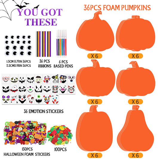 Natonhi close-up of six EVA foam pumpkin styles highlighting easy-to-decorate surface