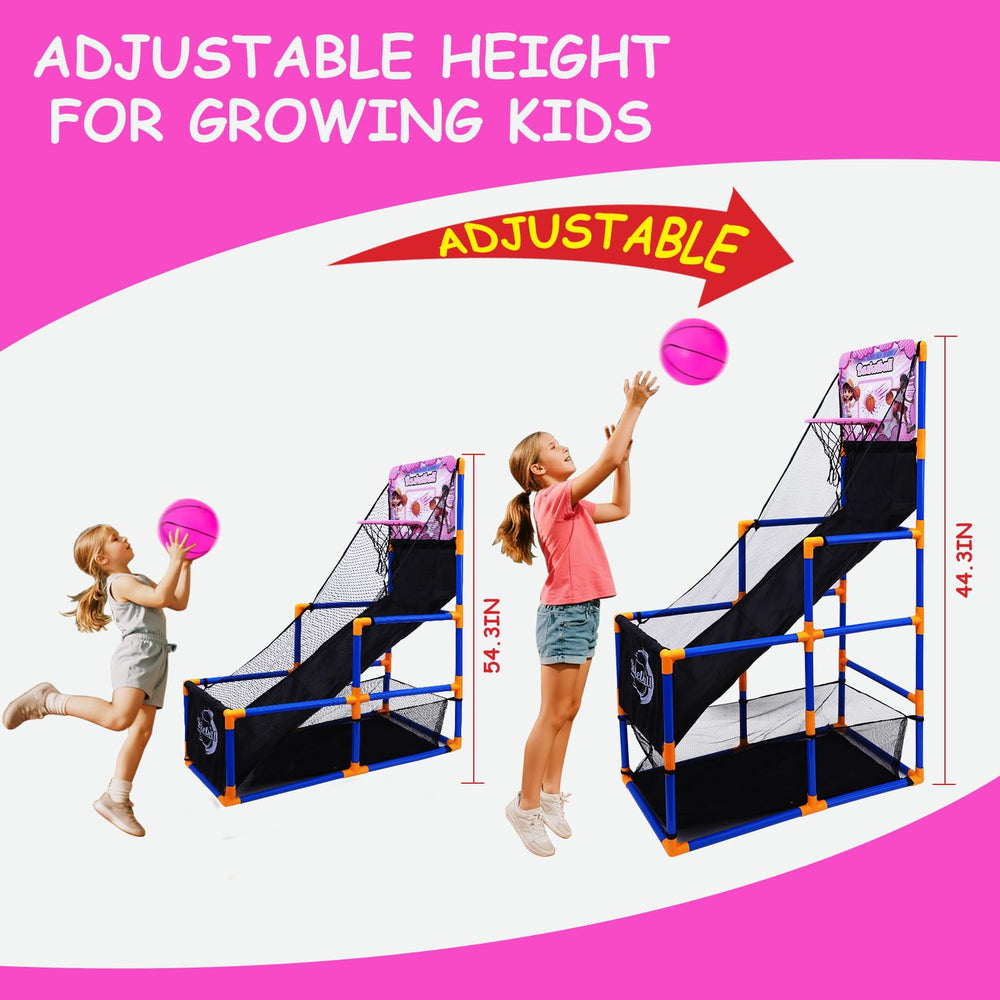 Nattork Arcade Basketball Height adjustment helps tailor play as kids grow taller