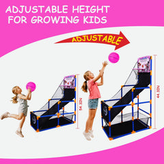 Nattork Arcade Basketball Height adjustment helps tailor play as kids grow taller