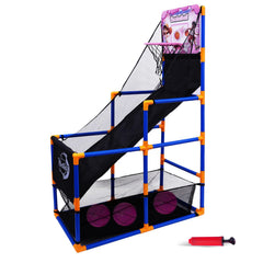 Nattork Arcade Basketball Hoop assembly demonstrates adjustable height for growing kids' playtime