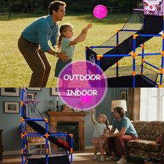 Nattork Arcade Basketball Set supports indoor and outdoor play for versatile family fun