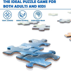 Nattork jigsaw back-partition design helps keep pieces organized.