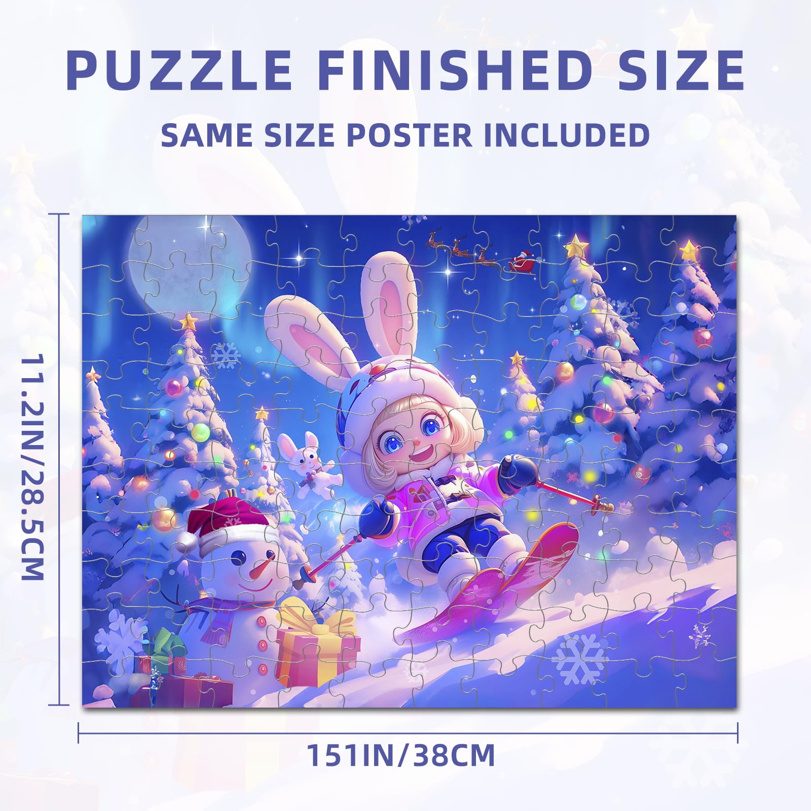 Nattork skiing bunny puzzle poster included to guide assembly.