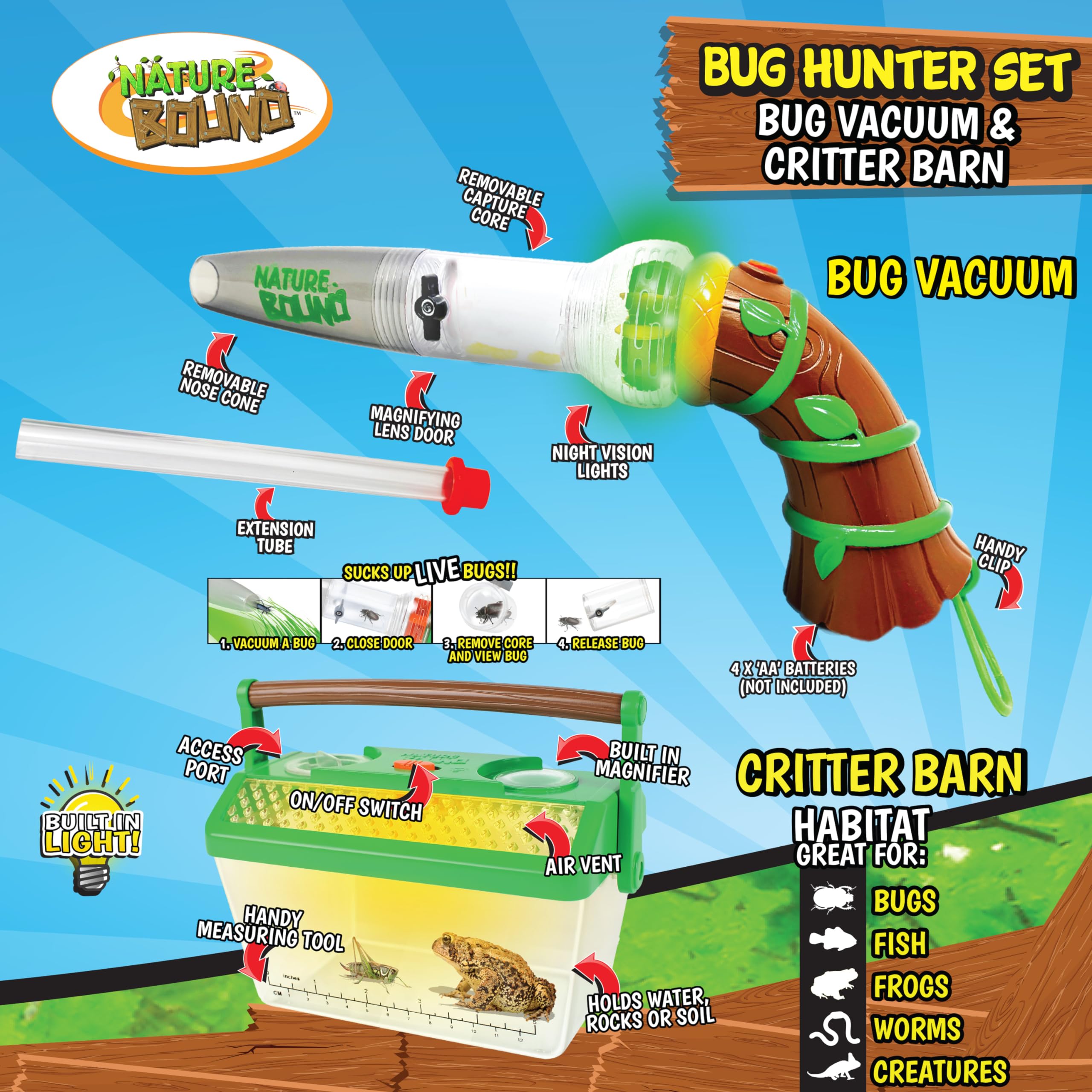 Nature Bound Bug Catcher capture gun safely traps bugs for gentle study.