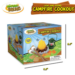 Nature Bound lantern glows during pretend camping play, adding ambiance.