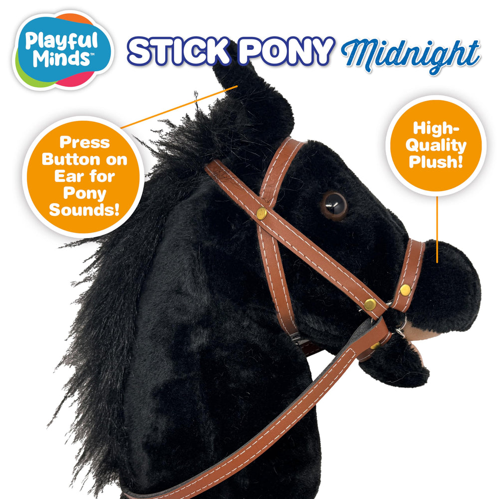 Nature Bound stick horse wooden handle; sturdy grip supports active toddler play.