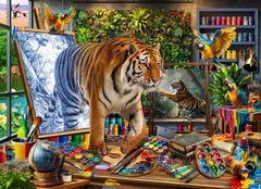 Naturelish 1000-piece puzzle image for mindful focus in a relaxing art studio.
