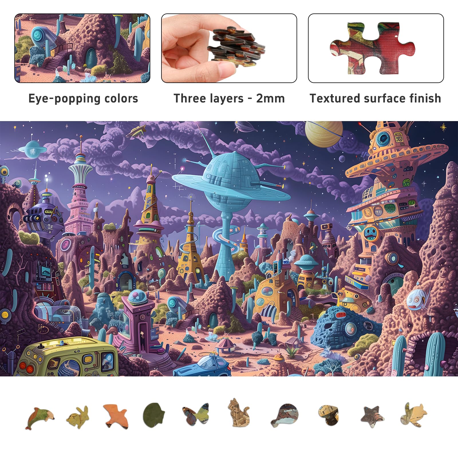 Special shaped pieces featuring kittens and other figures in Naturelish puzzle.