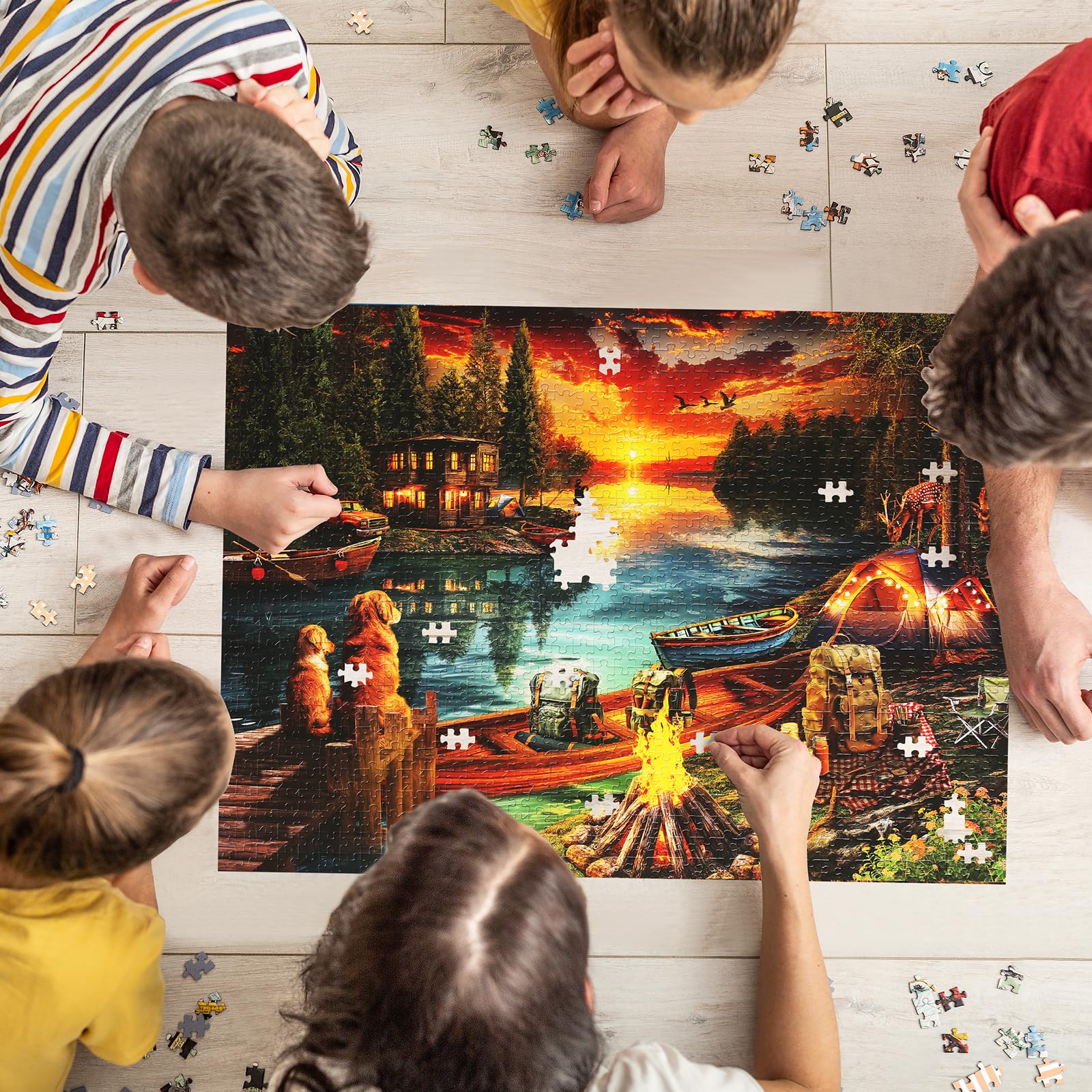 Naturelish relaxing evenings puzzle, perfect centerpiece for shelves or coffee table decor.