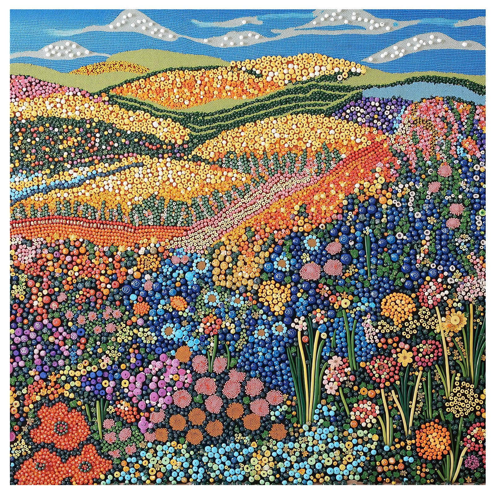 Naturelish Flowers Pixel Puzzle cover shows vibrant floral art for mindful family time.