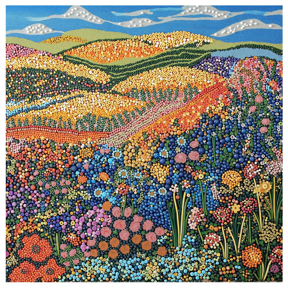 Naturelish Flowers Pixel Puzzle cover shows vibrant floral art for mindful family time.