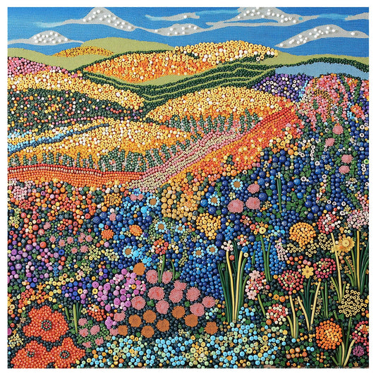 Naturelish Flowers Pixel Puzzle cover shows vibrant floral art for mindful family time.