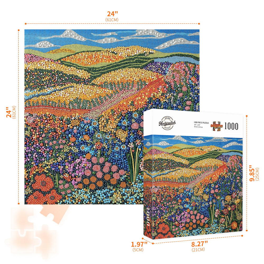 Naturelish Flowers Pixel Puzzle close-up of pieces enhances focus during solo play.
