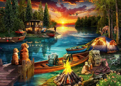 Naturelish lakeside dusk 1000-piece puzzle, a tranquil scene for focused, relaxing evenings.