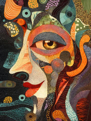 Naturelish Mysterious Face puzzle front view with vibrant colors for creative focus.