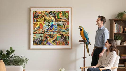Naturelish nine birds cut-paper style for vibrant, engaging imagery