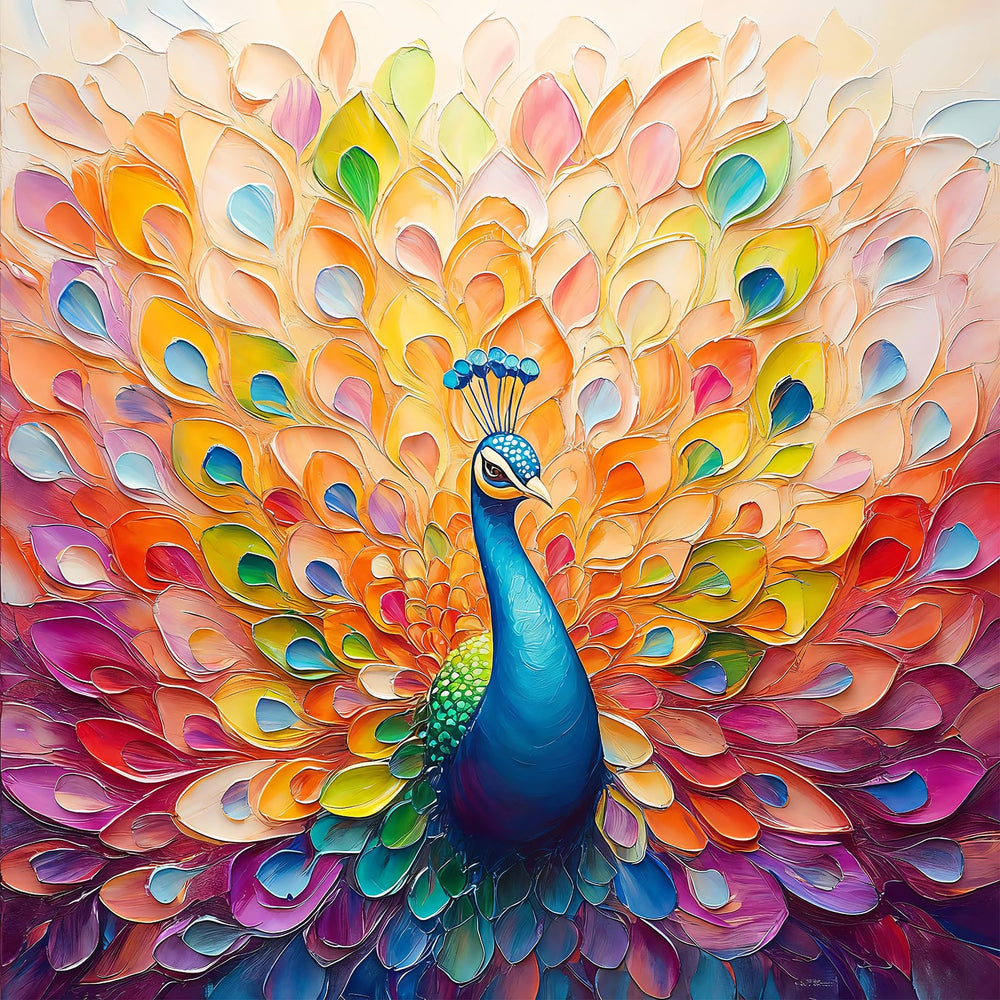 Naturelish Peacock Artwork puzzle cover for mindful relaxation with vibrant colors