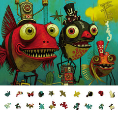 Naturelish 1000-piece puzzle with surreal piranha art offers a brain-teasing challenge