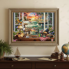 Naturelish Seaview Window Puzzle illustration displays vibrant colors for immersive play.