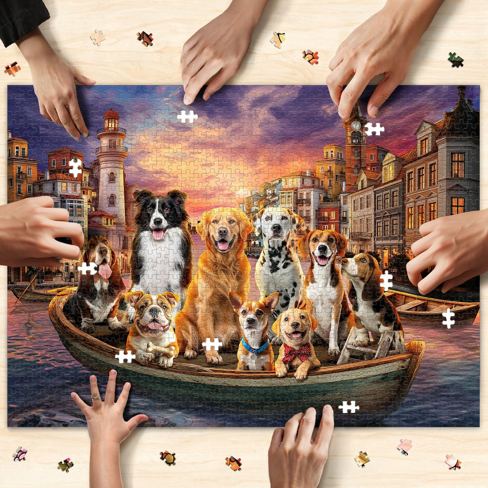 Naturelish Sunset Dogs puzzle interlocking pieces ensuring smooth assembly
