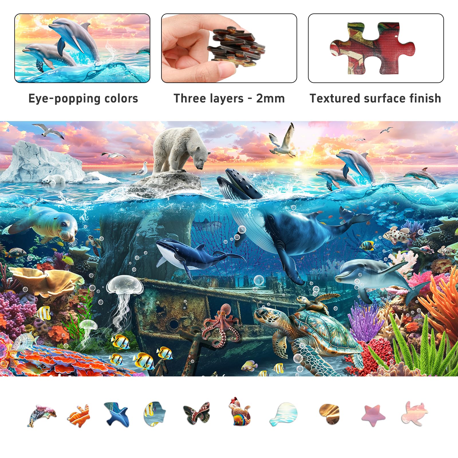 Naturelish underwater coral reef detail adds colorful texture for tactile enjoyment