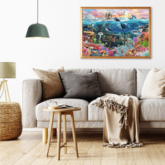 Naturelish puzzle with dolphins in an ocean scene for mindful concentration