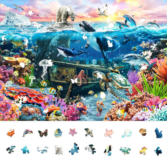 Naturelish 1000-piece puzzle underwater scene with turtles, ideal for focused, relaxing challenges